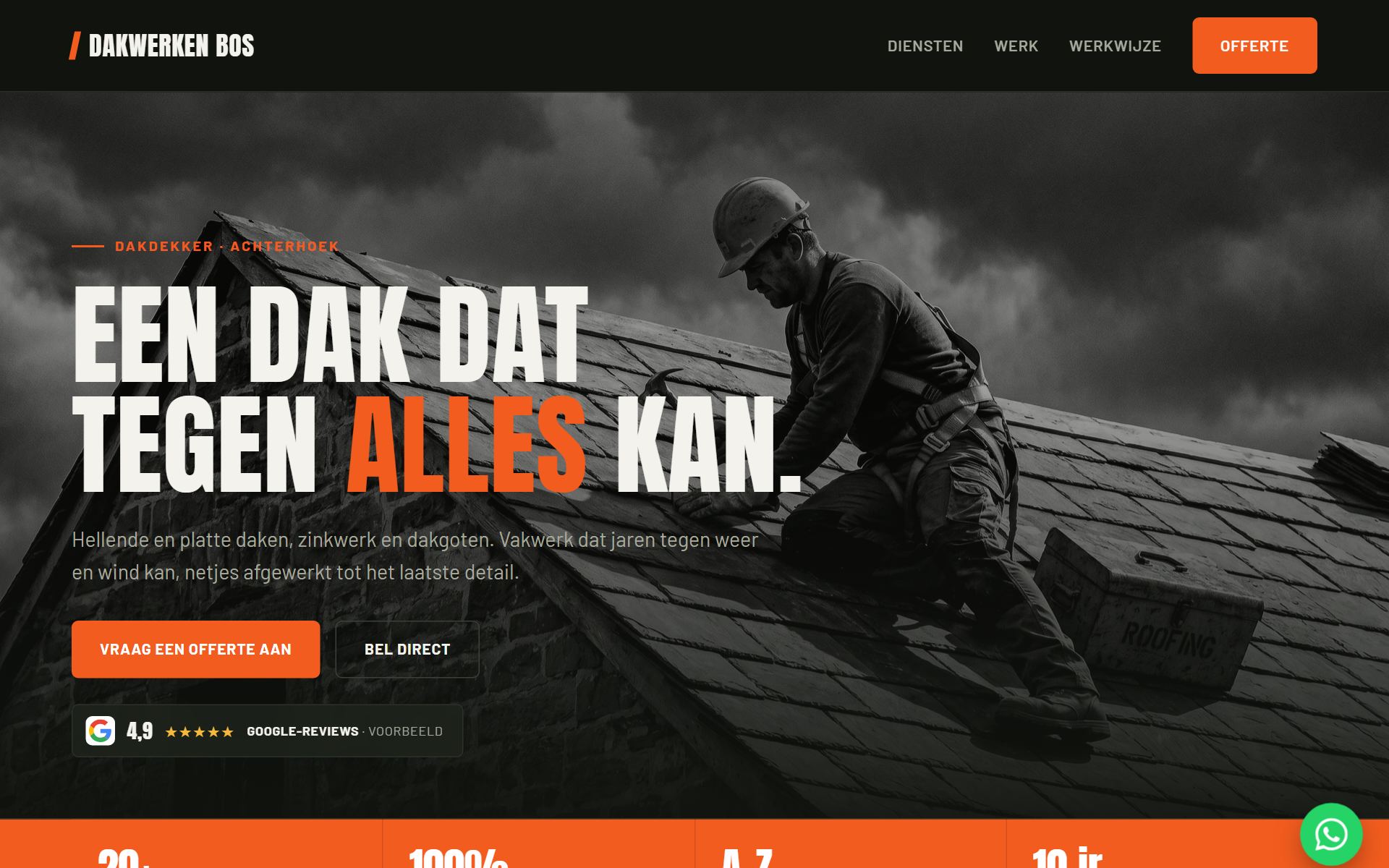 Voorbeeldsite voor een dakdekker