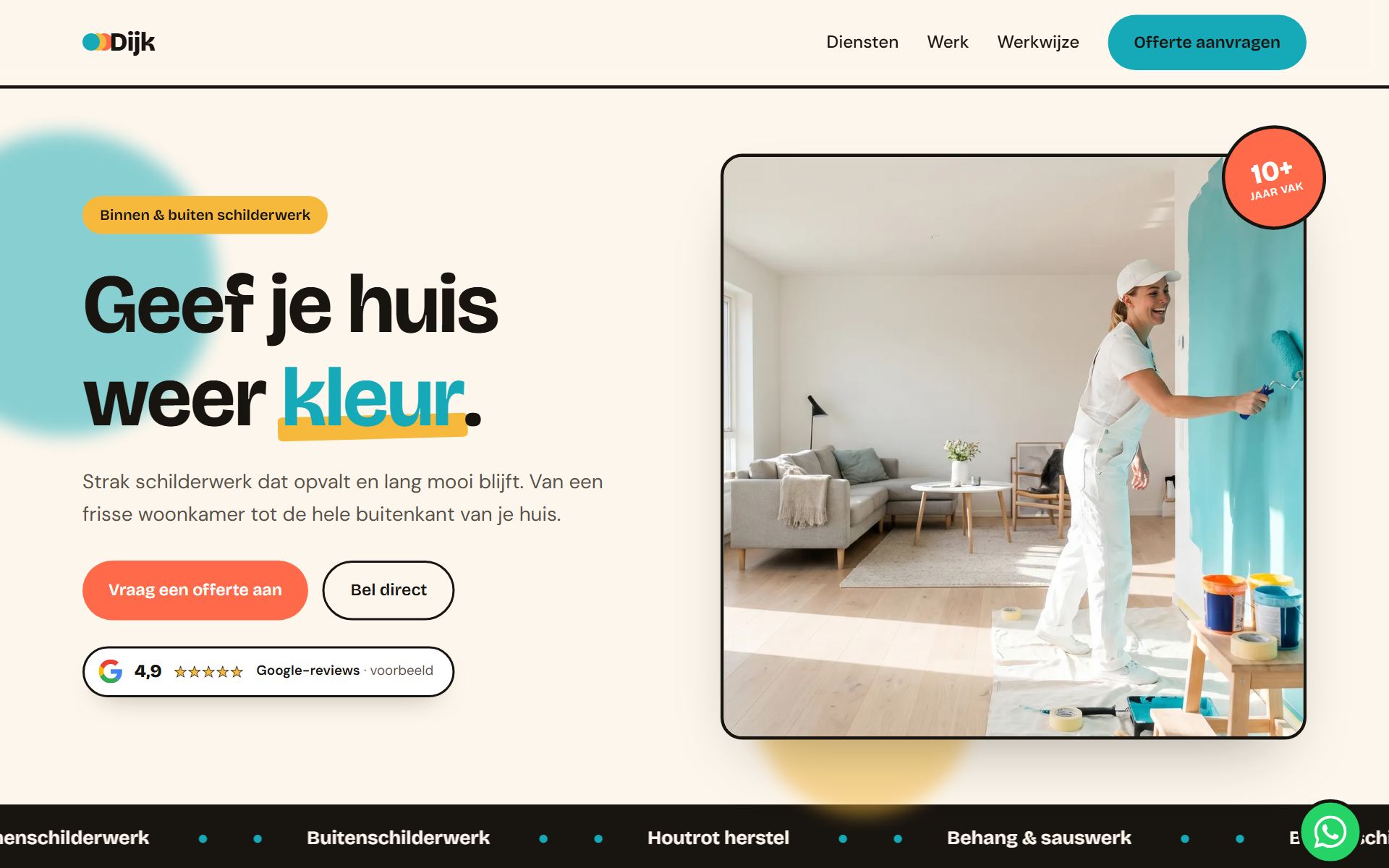 Voorbeeldsite voor een schildersbedrijf